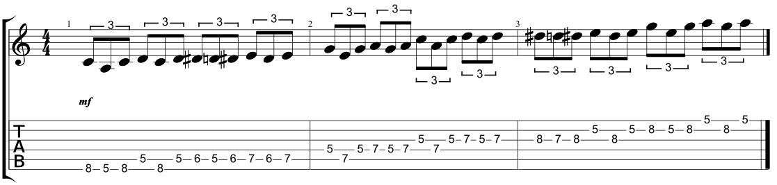 triplet blues scale sequences
