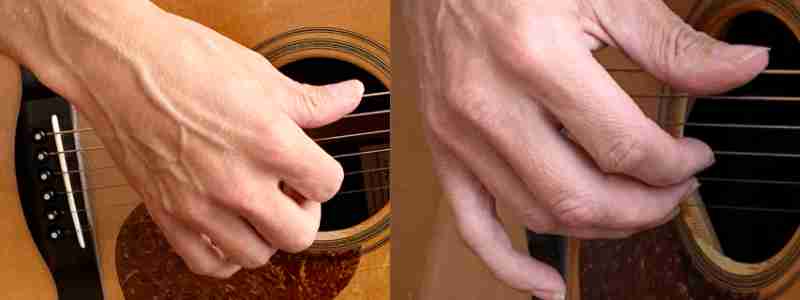 how and where to place the fingerpicking hand